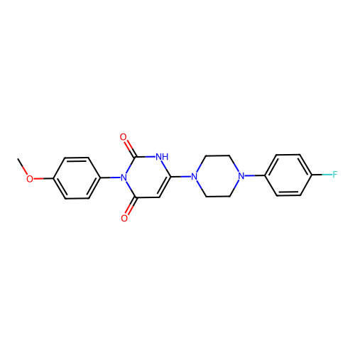 6-(4-(4-fluorophenyl)piperazin-1-yl)-3-(4-methoxyphenyl)pyrimidine-2,4(1H,3H)-dione structure