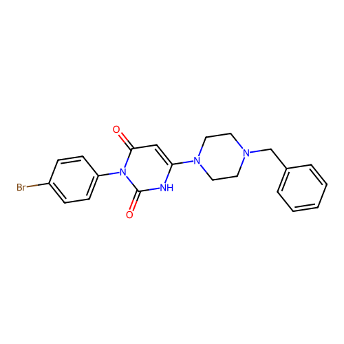 6-(4-benzylpiperazin-1-yl)-3-(4-bromophenyl)-1H-pyrimidine-2,4-dione structure