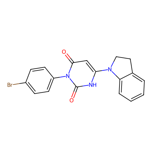 3-(4-bromophenyl)-6-(indolin-1-yl)pyrimidine-2,4(1H,3H)-dione structure