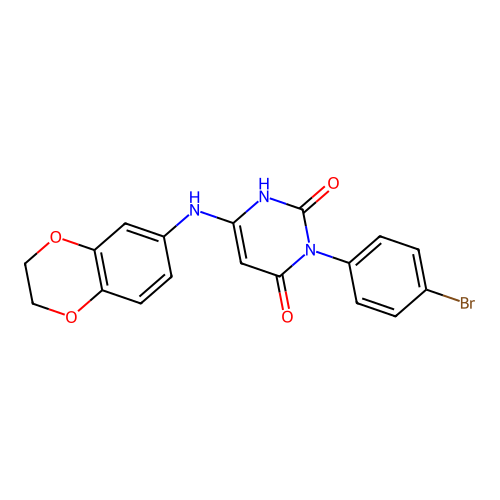 3-(4-bromophenyl)-6-((2,3-dihydrobenzo[b][1,4]dioxin-6-yl)amino)pyrimidine-2,4(1H,3H)-dione structure