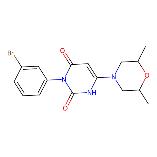 3-(3-bromophenyl)-6-(2,6-dimethylmorpholin-4-yl)-1H-pyrimidine-2,4-dione structure