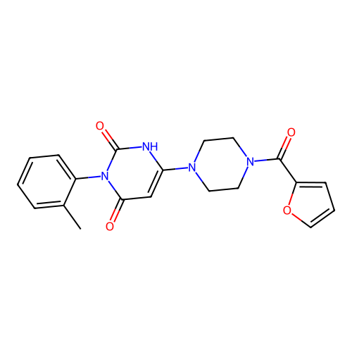 6-[4-(furan-2-carbonyl)piperazin-1-yl]-3-(2-methylphenyl)-1H-pyrimidine-2,4-dione structure
