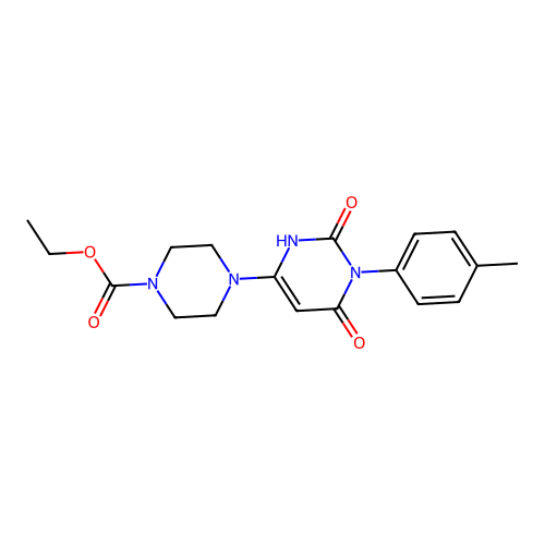 ethyl 4-[3-(4-methylphenyl)-2,4-dioxo-1H-pyrimidin-6-yl]piperazine-1-carboxylate structure