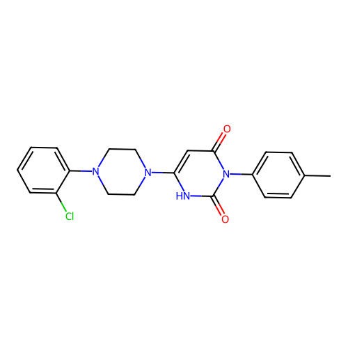 6-(4-(2-chlorophenyl)piperazin-1-yl)-3-(p-tolyl)pyrimidine-2,4(1H,3H)-dione structure