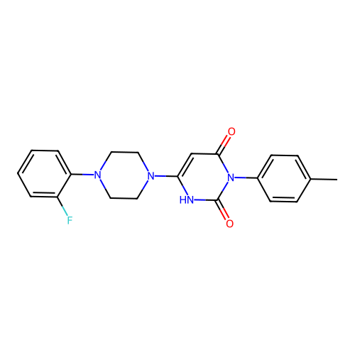6-(4-(2-fluorophenyl)piperazin-1-yl)-3-(p-tolyl)pyrimidine-2,4(1H,3H)-dione structure