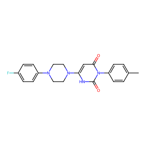 6-(4-(4-fluorophenyl)piperazin-1-yl)-3-(p-tolyl)pyrimidine-2,4(1H,3H)-dione structure