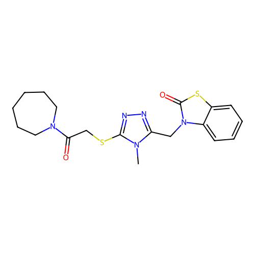 3-((5-((2-(azepan-1-yl)-2-oxoethyl)thio)-4-methyl-4H-1,2,4-triazol-3-yl)methyl)benzo[d]thiazol-2(3H)-one structure