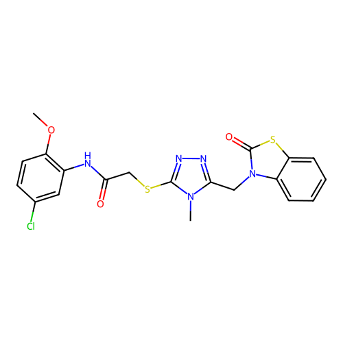 N-(5-chloro-2-methoxyphenyl)-2-((4-methyl-5-((2-oxobenzo[d]thiazol-3(2H)-yl)methyl)-4H-1,2,4-triazol-3-yl)thio)acetamide structure