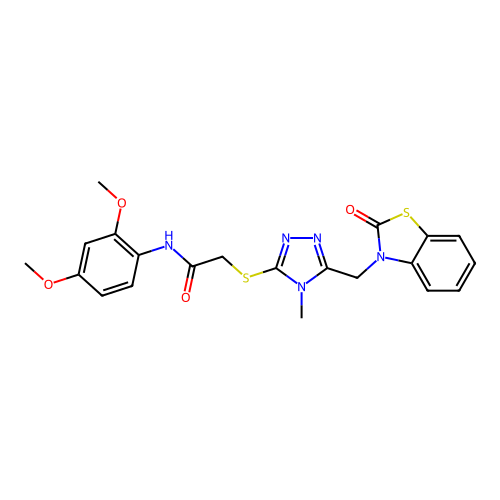 N-(2,4-dimethoxyphenyl)-2-((4-methyl-5-((2-oxobenzo[d]thiazol-3(2H)-yl)methyl)-4H-1,2,4-triazol-3-yl)thio)acetamide structure