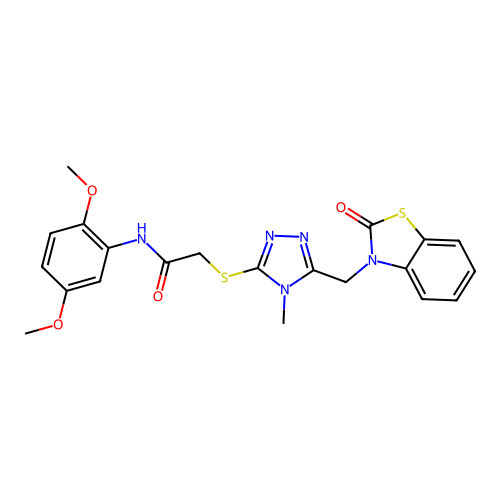 N-(2,5-dimethoxyphenyl)-2-((4-methyl-5-((2-oxobenzo[d]thiazol-3(2H)-yl)methyl)-4H-1,2,4-triazol-3-yl)thio)acetamide structure