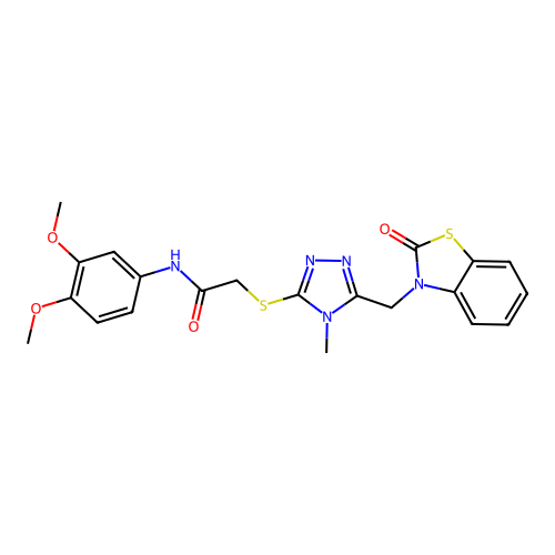 N-(3,4-dimethoxyphenyl)-2-({4-methyl-5-[(2-oxo-2,3-dihydro-1,3-benzothiazol-3-yl)methyl]-4H-1,2,4-triazol-3-yl}sulfanyl)acetamide structure
