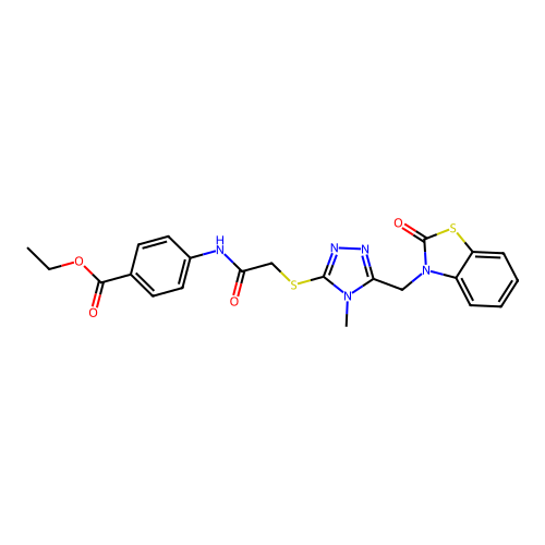 ethyl 4-(2-((4-methyl-5-((2-oxobenzo[d]thiazol-3(2H)-yl)methyl)-4H-1,2,4-triazol-3-yl)thio)acetamido)benzoate structure