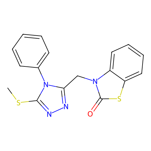 3-[(5-Methylsulfanyl-4-phenyl-1,2,4-triazol-3-yl)methyl]-1,3-benzothiazol-2-one structure