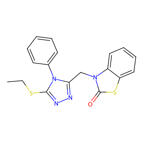 3-[(5-Ethylsulfanyl-4-phenyl-1,2,4-triazol-3-yl)methyl]-1,3-benzothiazol-2-one structure