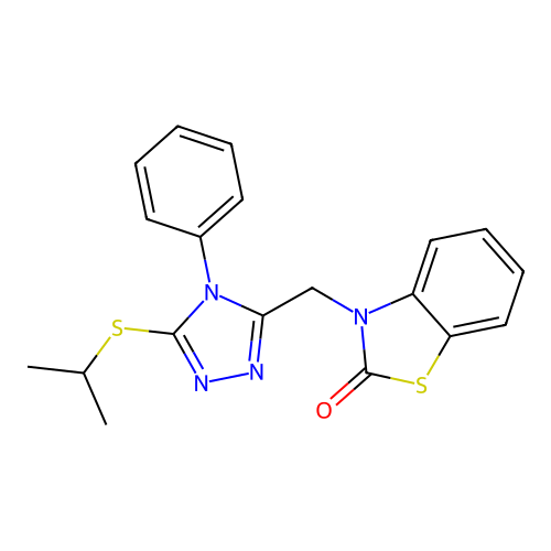 3-{[4-phenyl-5-(propan-2-ylsulfanyl)-4H-1,2,4-triazol-3-yl]methyl}-2,3-dihydro-1,3-benzothiazol-2-one structure