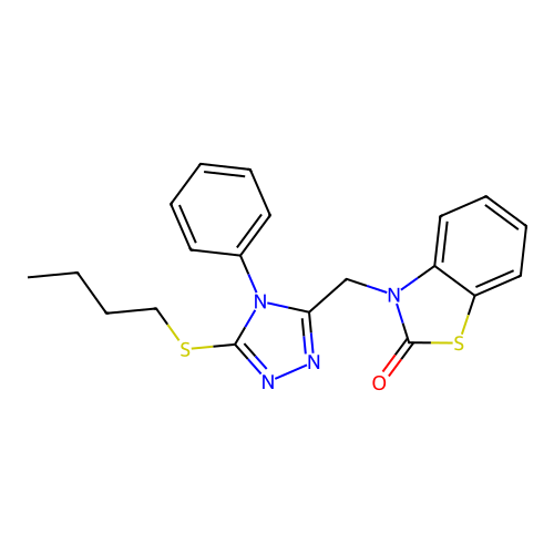 3-[(5-Butylsulfanyl-4-phenyl-1,2,4-triazol-3-yl)methyl]-1,3-benzothiazol-2-one structure