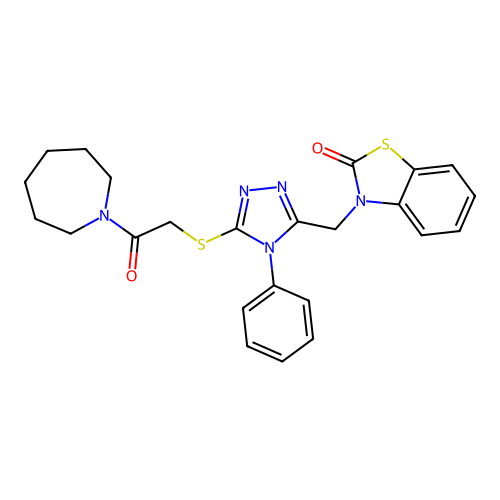 3-((5-((2-(azepan-1-yl)-2-oxoethyl)thio)-4-phenyl-4H-1,2,4-triazol-3-yl)methyl)benzo[d]thiazol-2(3H)-one structure