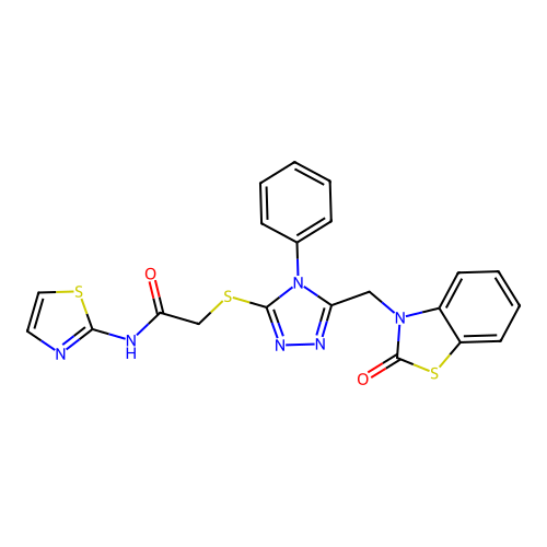 2-((5-((2-oxobenzo[d]thiazol-3(2H)-yl)methyl)-4-phenyl-4H-1,2,4-triazol-3-yl)thio)-N-(thiazol-2-yl)acetamide structure