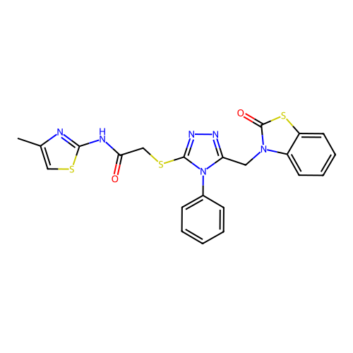 N-(4-methyl-1,3-thiazol-2-yl)-2-({5-[(2-oxo-2,3-dihydro-1,3-benzothiazol-3-yl)methyl]-4-phenyl-4H-1,2,4-triazol-3-yl}sulfanyl)acetamide structure