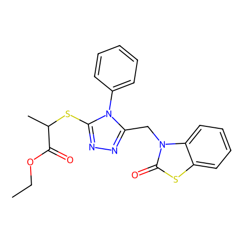 ethyl 2-((5-((2-oxobenzo[d]thiazol-3(2H)-yl)methyl)-4-phenyl-4H-1,2,4-triazol-3-yl)thio)propanoate structure