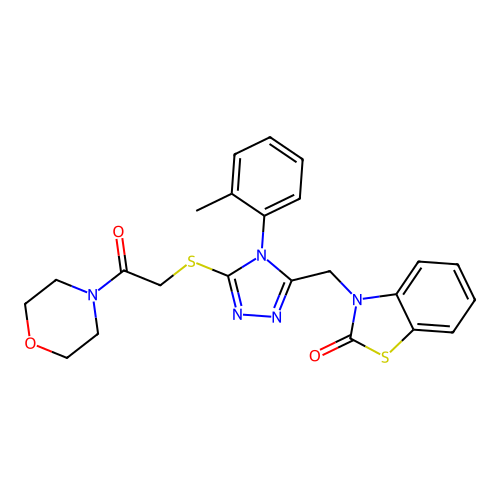 3-((5-((2-morpholino-2-oxoethyl)thio)-4-(o-tolyl)-4H-1,2,4-triazol-3-yl)methyl)benzo[d]thiazol-2(3H)-one structure