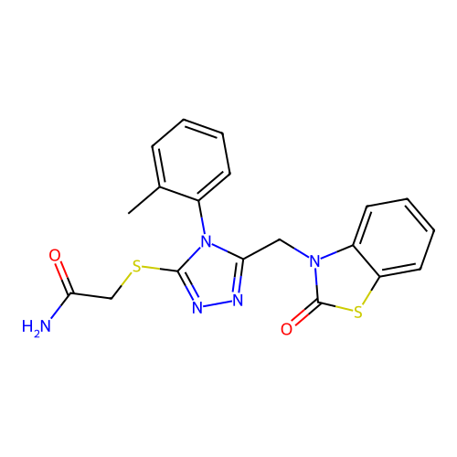 2-((5-((2-oxobenzo[d]thiazol-3(2H)-yl)methyl)-4-(o-tolyl)-4H-1,2,4-triazol-3-yl)thio)acetamide structure
