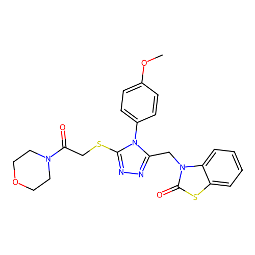 3-((4-(4-methoxyphenyl)-5-((2-morpholino-2-oxoethyl)thio)-4H-1,2,4-triazol-3-yl)methyl)benzo[d]thiazol-2(3H)-one structure