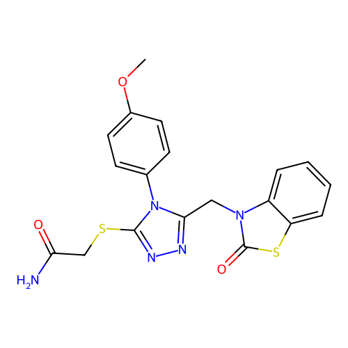 2-{[4-(4-methoxyphenyl)-5-[(2-oxo-2,3-dihydro-1,3-benzothiazol-3-yl)methyl]-4H-1,2,4-triazol-3-yl]sulfanyl}acetamide structure