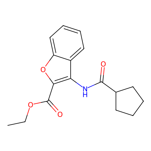 Ethyl 3-(cyclopentanecarboxamido)benzofuran-2-carboxylate structure