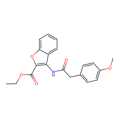 Ethyl 3-(2-(4-methoxyphenyl)acetamido)benzofuran-2-carboxylate structure
