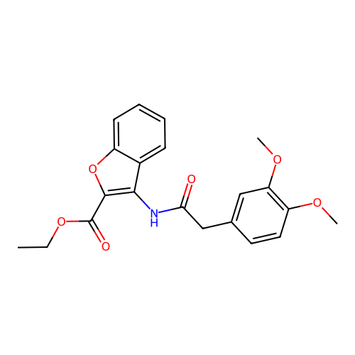 Ethyl 3-(2-(3,4-dimethoxyphenyl)acetamido)benzofuran-2-carboxylate structure