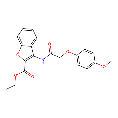 Ethyl 3-(2-(4-methoxyphenoxy)acetamido)benzofuran-2-carboxylate structure