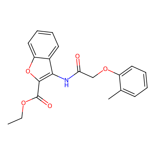 Ethyl 3-(2-(o-tolyloxy)acetamido)benzofuran-2-carboxylate structure
