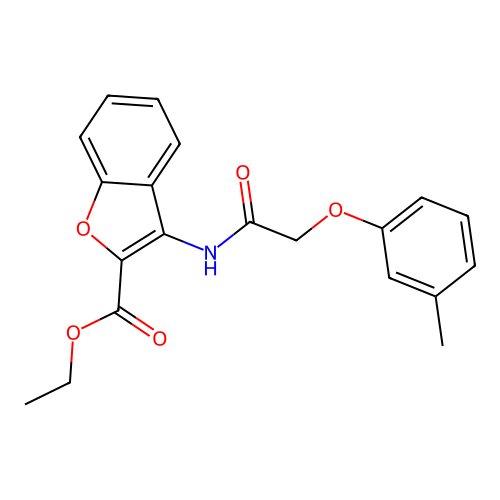Ethyl 3-(2-(m-tolyloxy)acetamido)benzofuran-2-carboxylate structure