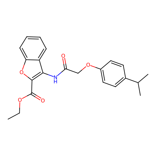 Ethyl 3-(2-(4-isopropylphenoxy)acetamido)benzofuran-2-carboxylate structure