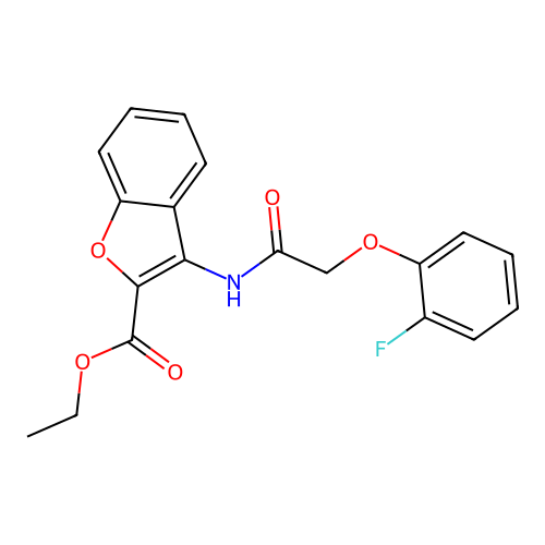 Ethyl 3-(2-(2-fluorophenoxy)acetamido)benzofuran-2-carboxylate structure