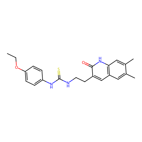 1-[2-(6,7-dimethyl-2-oxo-1H-quinolin-3-yl)ethyl]-3-(4-ethoxyphenyl)thiourea structure