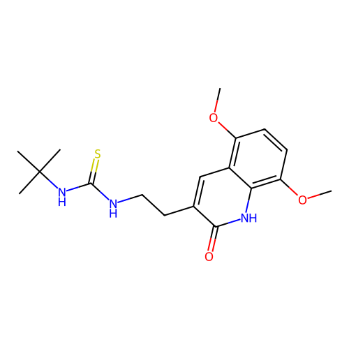 1-(Tert-butyl)-3-(2-(5,8-dimethoxy-2-oxo-1,2-dihydroquinolin-3-yl)ethyl)thiourea structure