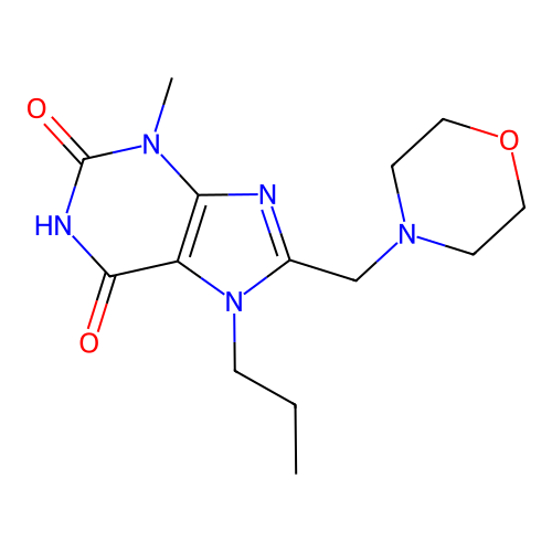 3-Methyl-8-(morpholin-4-ylmethyl)-7-propylpurine-2,6-dione structure