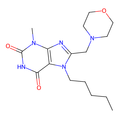 3-Methyl-8-(morpholin-4-ylmethyl)-7-pentylpurine-2,6-dione structure
