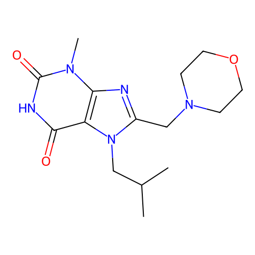 3-Methyl-7-(2-methylpropyl)-8-(morpholin-4-ylmethyl)purine-2,6-dione structure