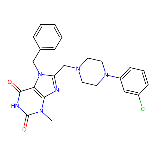 7-Benzyl-8-[[4-(3-chlorophenyl)piperazin-1-yl]methyl]-3-methylpurine-2,6-dione structure