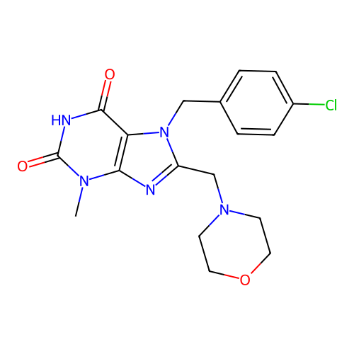 7-[(4-Chlorophenyl)methyl]-3-methyl-8-(morpholin-4-ylmethyl)purine-2,6-dione structure