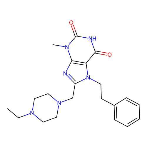 8-[(4-ethylpiperazin-1-yl)methyl]-3-methyl-7-(2-phenylethyl)-3,7-dihydro-1H-purine-2,6-dione structure