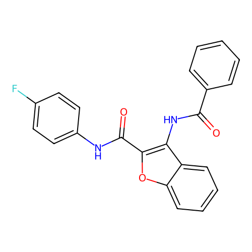 3-benzamido-N-(4-fluorophenyl)-1-benzofuran-2-carboxamide structure