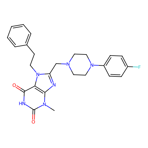 8-{[4-(4-fluorophenyl)piperazin-1-yl]methyl}-3-methyl-7-(2-phenylethyl)-2,3,6,7-tetrahydro-1H-purine-2,6-dione structure