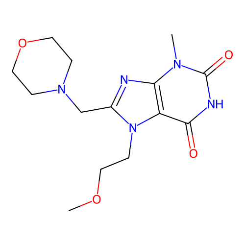 7-(2-Methoxyethyl)-3-methyl-8-(morpholin-4-ylmethyl)purine-2,6-dione structure