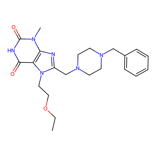 8-[(4-Benzylpiperazin-1-yl)methyl]-7-(2-ethoxyethyl)-3-methylpurine-2,6-dione structure