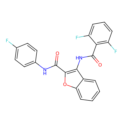 3-(2,6-difluorobenzamido)-N-(4-fluorophenyl)benzofuran-2-carboxamide structure