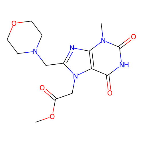 Methyl 2-[3-methyl-8-(morpholin-4-ylmethyl)-2,6-dioxopurin-7-yl]acetate structure
